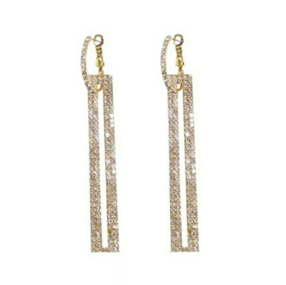 Rhinestone Gold earrings - Picture 3 of 4